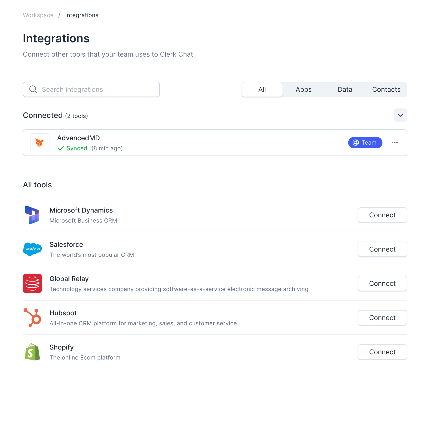 Clerk Chat AdvancedMD Integration