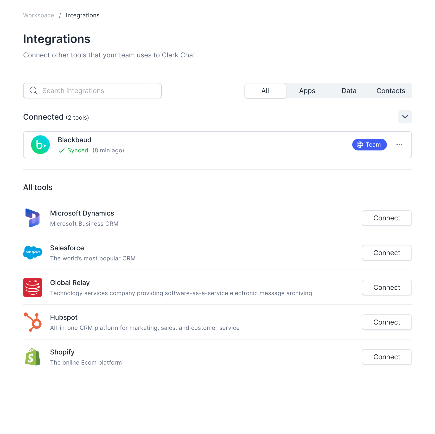 Clerk Chat Blackbaud Integration