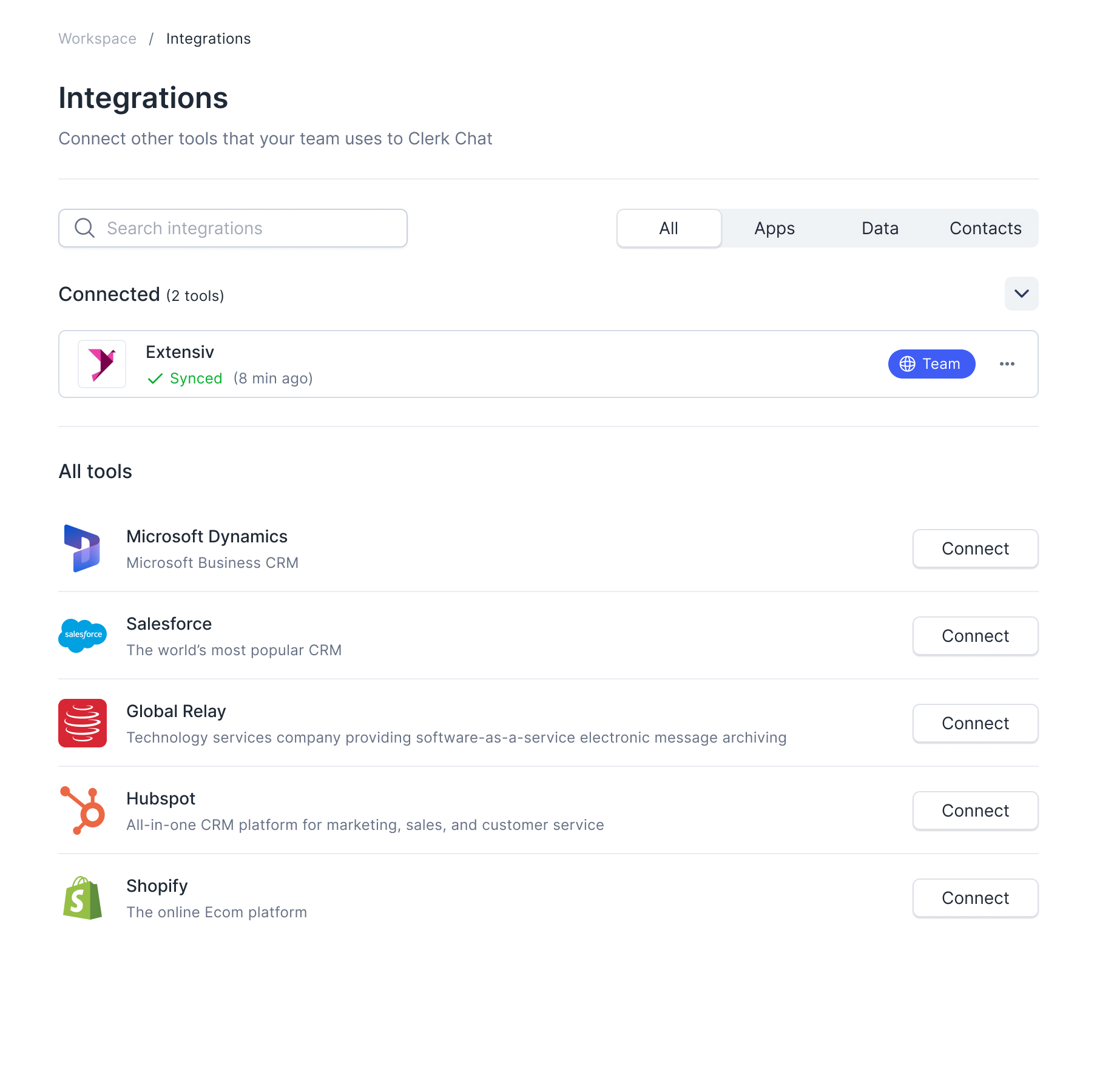 Clerk Chat Extensiv Integration