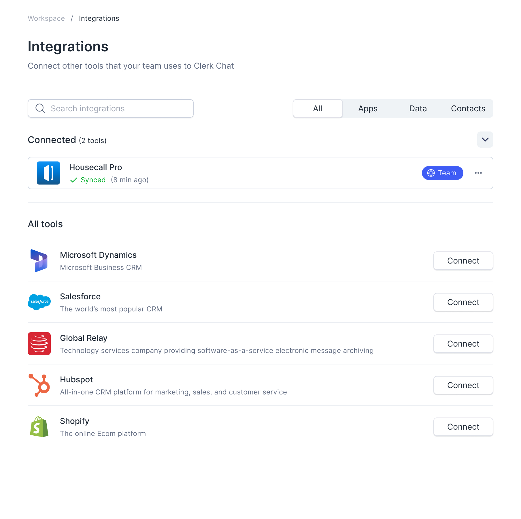 Clerk Chat Housecall Pro Integration