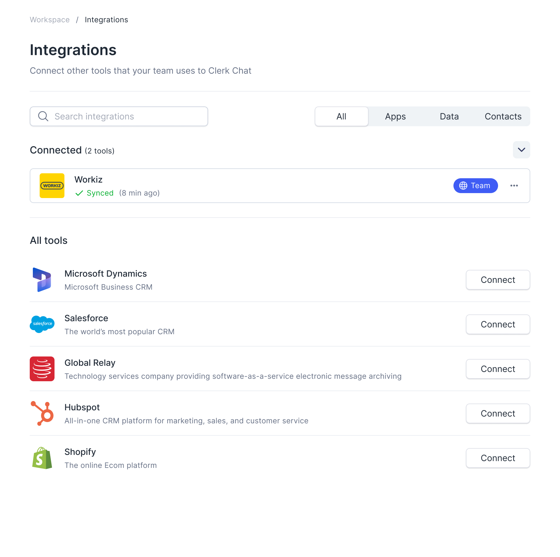 Clerk Chat Workiz Integration