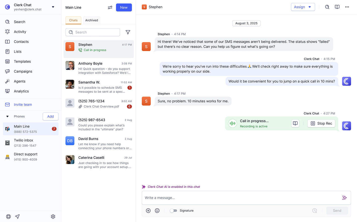 Inbound and outbound AI calls