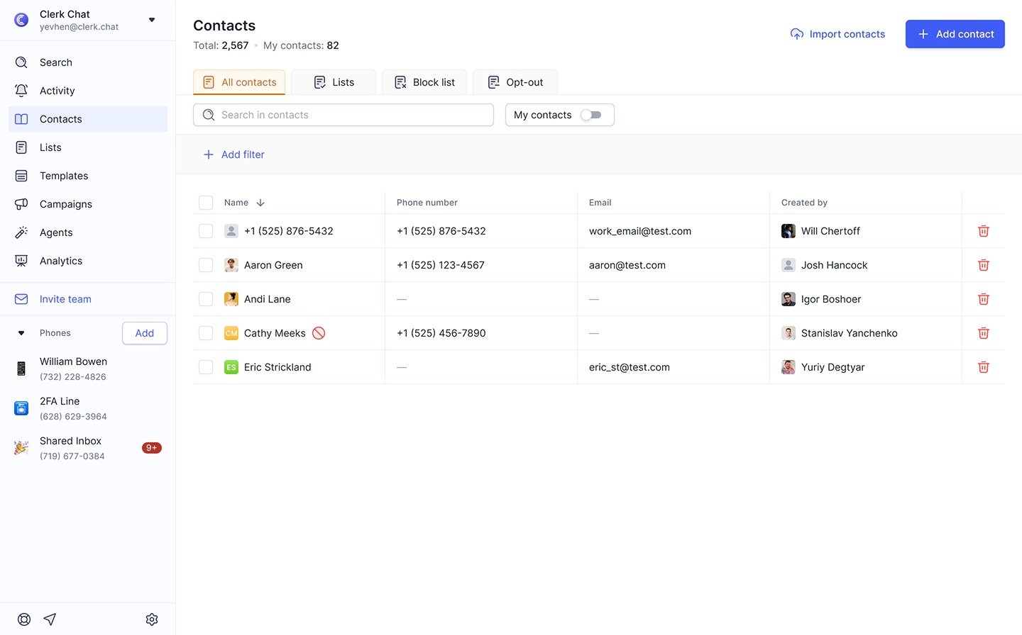 Easy contact management and importing