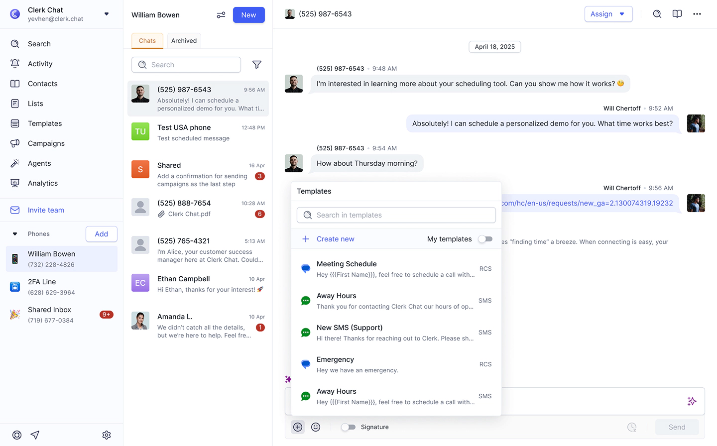 Quick response templates