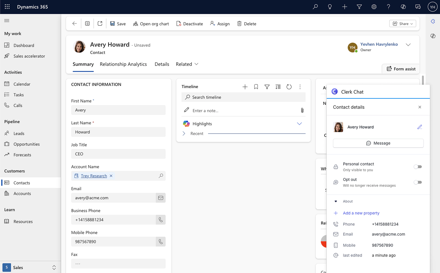 Instant contact sync