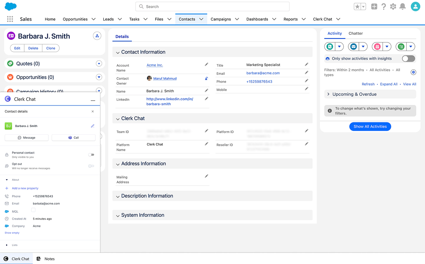 Analytics for calling and messaging